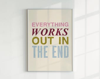 Positive Affirmation Art Print, Pink, Blue, and Green Wall Decor
