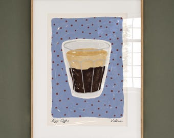 Vietnamese Egg Coffee (Cà phê trứng) Kitchen Wall Art Print | Vietnam Travel Drink Poster