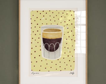 Italian Espresso Coffee Kitchen Wall Art Print | Italy Travel Drink Poster