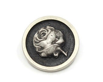 Silver Rose Circle Pendant, hidden bail, silver metal clay