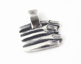 Silver Book Stack Pendant, Sterling Silver, metal clay