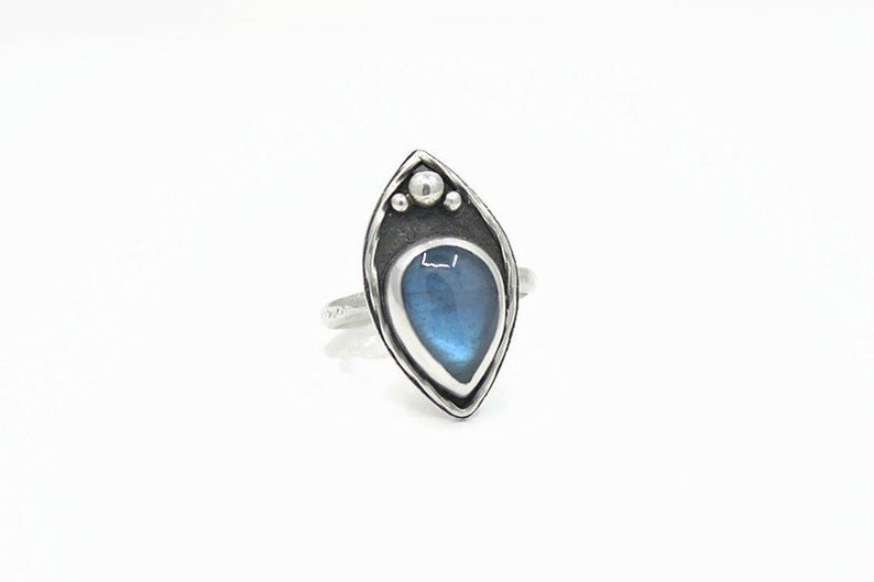 Labradorite Teardrop Silver Ring, Size 8.5 image 5