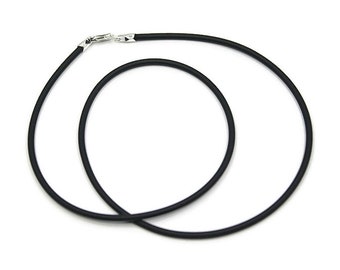 Cord Necklace, Black Rubber