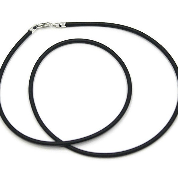 Cord Necklace, Black Rubber