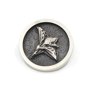 Silver Lantana Bud Circle Pendant, hidden bail, silver metal clay