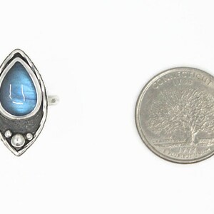 Labradorite Teardrop Silver Ring, Size 8.5 image 8