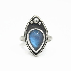 Labradorite Teardrop Silver Ring, Size 8.5 image 2