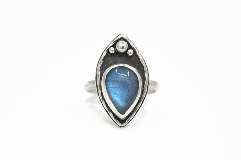 Labradorite Teardrop Silver Ring, Size 8.5 image 2