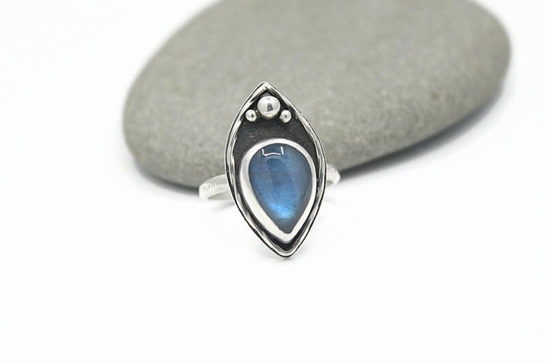 Labradorite Teardrop Silver Ring, Size 8.5 image 6