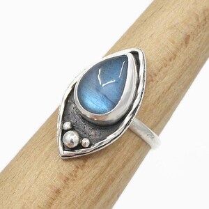 Labradorite Teardrop Silver Ring, Size 8.5 image 3