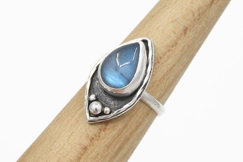 Labradorite Teardrop Silver Ring, Size 8.5 image 3