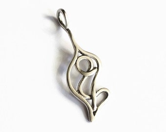 Sterling Silver Abstract Pendant, Baby, silver metal clay