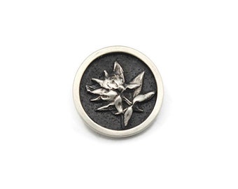 Silver Spiky Flower Circle Pendant, hidden bail, silver metal clay