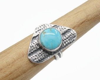 Turquoise Ring, Sterling silver, Size 6.5-7