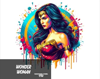 5 PNG Superhero W-Woman Png Superhero Splash and Watercolor Png W-WomanTransparent PNG file for Sublimation