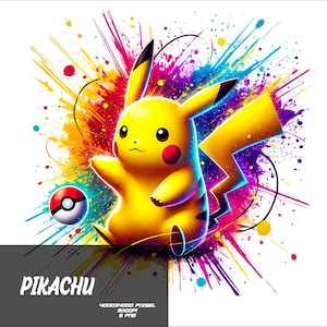 5 PNG Pikachu Png Splash and Watercolor Png PikachuTransparent PNG file for Sublimation Pikachu PNG
