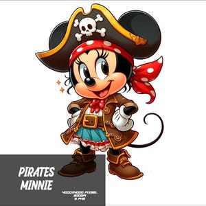 5 PNG Pirates Minnie Png Mouse Splash and Watercolor Png  Minnie Transparent PNG file for Sublimation Pirates Mouse PNG