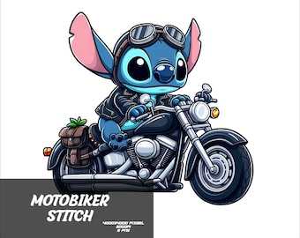 5 PNG Motobiker  Stitch Png  Stitch Splash and Watercolor Png Stitch Transparent PNG file for Sublimation Biker Stitch PNG