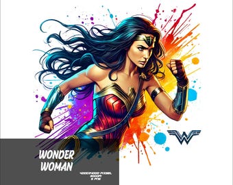 5 PNG Superhéroe W-Mujer Png Superhéroe Splash y Acuarela Png W-Mujer Archivo PNG transparente para sublimación