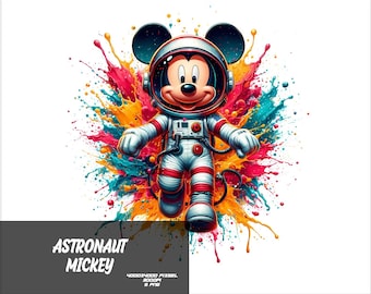 5 PNG Astronaut Mickey Png Mouse Splash and Watercolor Png Mickey Transparent PNG file for Sublimation Astronaut Mouse PNG