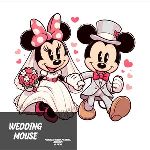 5 PNG Wedding Mickey and Minnie Png Lover Mouse Splash and Watercolor Png Minnie and Mickey Transparent PNG file for Sublimation