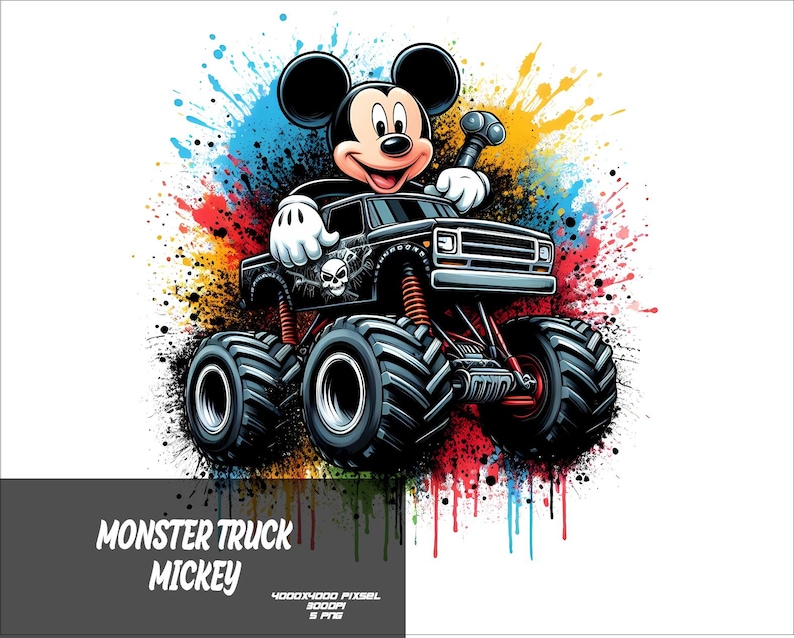 Monster Micky Mouse 5 PNG Monster Truck Mickey Png Mouse Splash and Watercolor Png Mickey ...