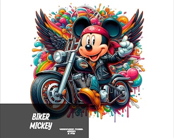 5 PNG Motobiker Mickey Png Mouse Splash and Watercolor Png Mickey Transparent PNG file for Sublimation Biker Mouse PNG