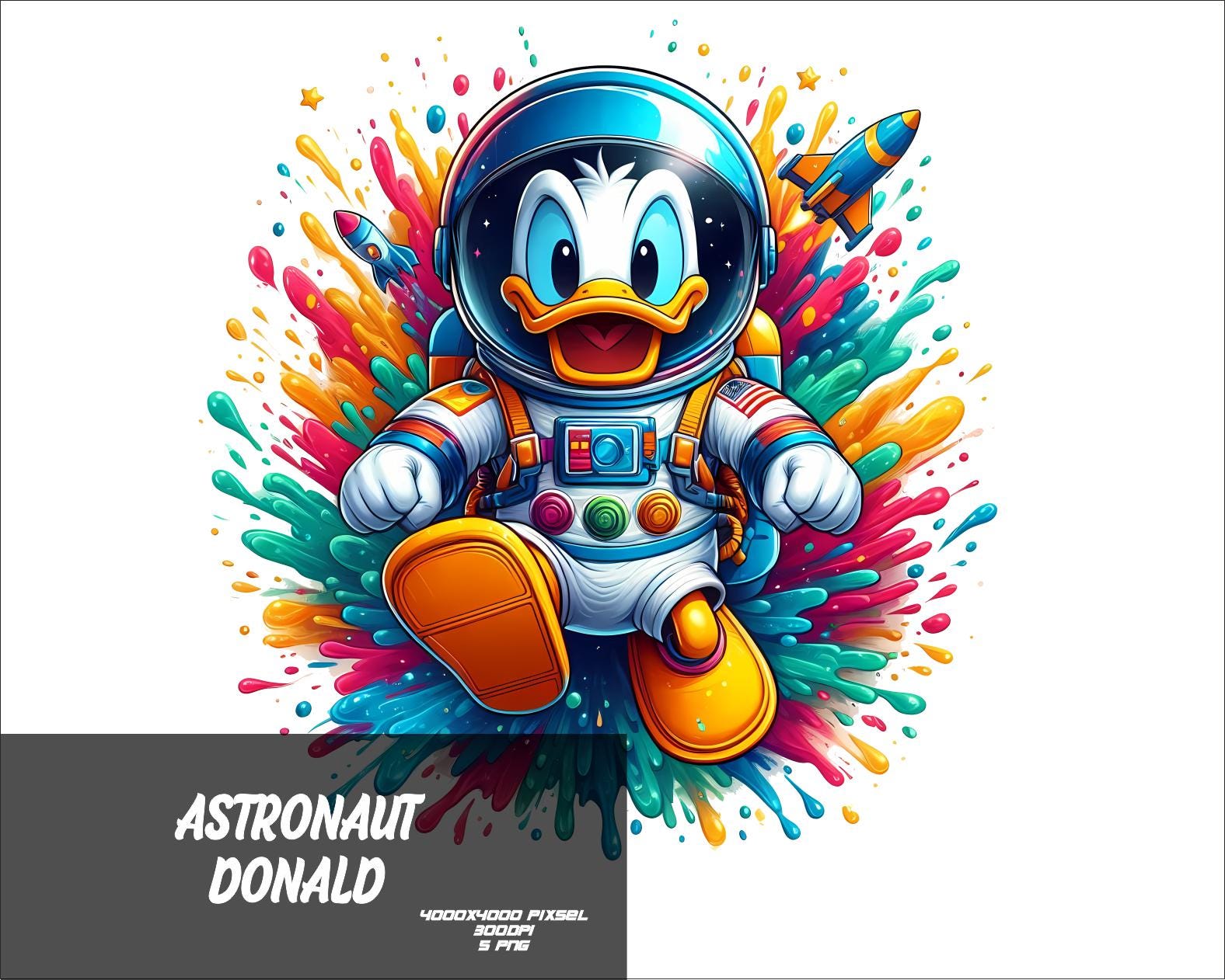 5 PNG Astronaut Donald Png Splash and Watercolor Png Duck