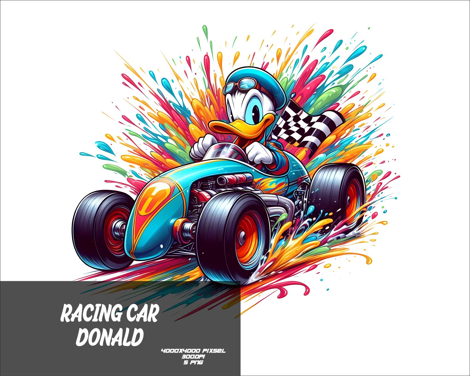 5 PNG Racing Car Donald Png Splash and Watercolor Png Duck Transparent ...