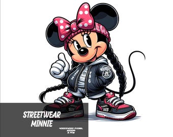 5 PNG Streetwear Minnie Png Mouse Splash et aquarelle Png Minnie Fichier PNG transparent pour sublimation Streetwear Mouse PNG