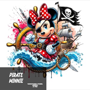5 PNG Pirate Minnie Png Mouse Splash and Watercolor Png  Minnie Transparent PNG file for Sublimation Pirate Mouse PNG