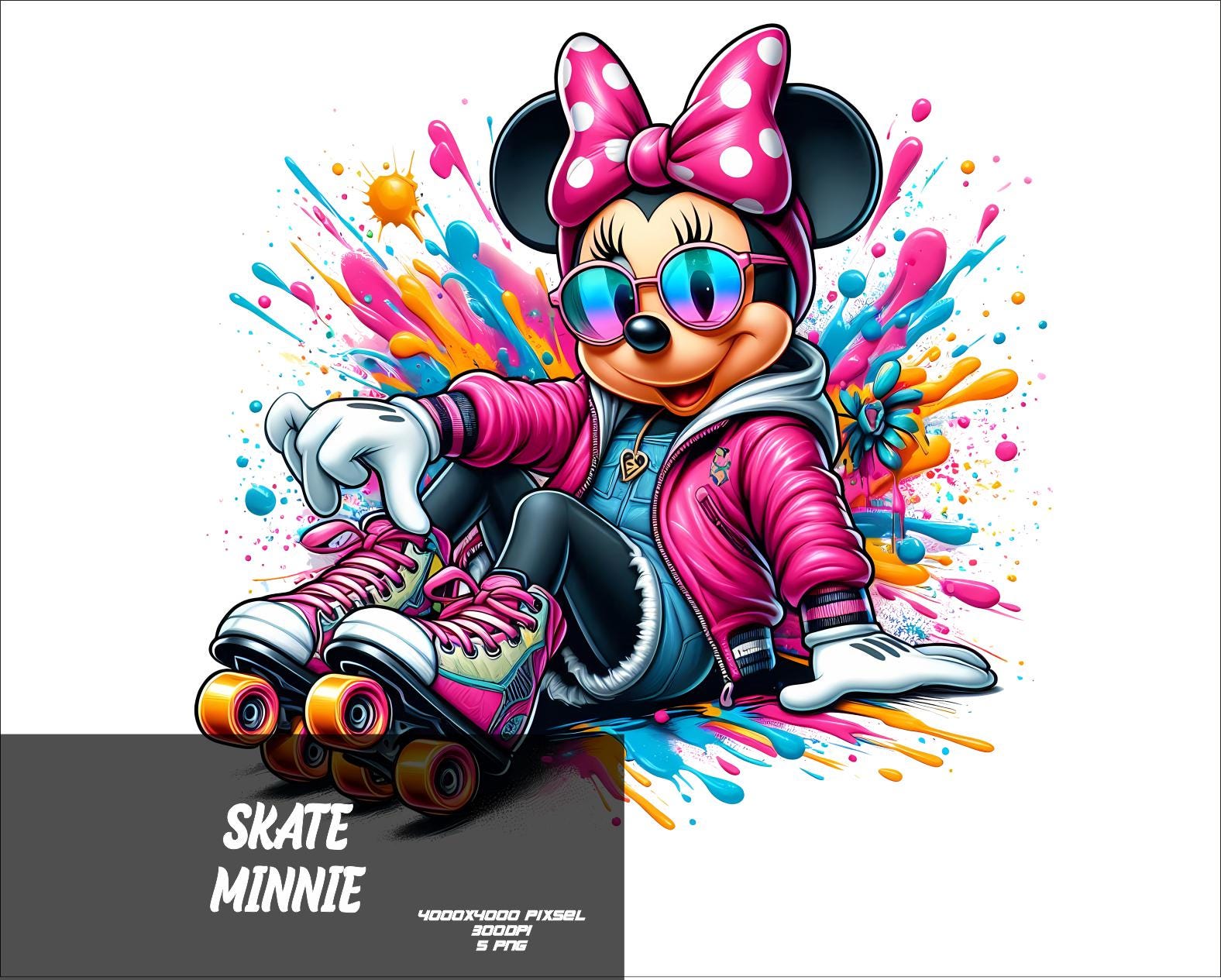 5 PNG スケート ミニー PNG マウス スプラッシュと水彩画 PNG ミニー