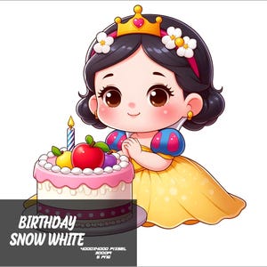 5 PNG  Baby Birthday Princess Png Baby Snow White Splash and Watercolor Png Transparent PNG file for Sublimation