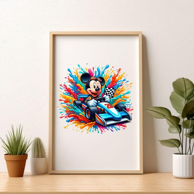 5 PNG Racing Car Mickey Png Mouse Splash and Watercolor Png Mickey ...