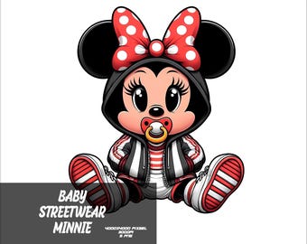 5 PNG Baby Streetwear Minnie Png Mouse Splash et aquarelle Png Minnie Fichier PNG transparent pour sublimation Streetwear Mouse PNG