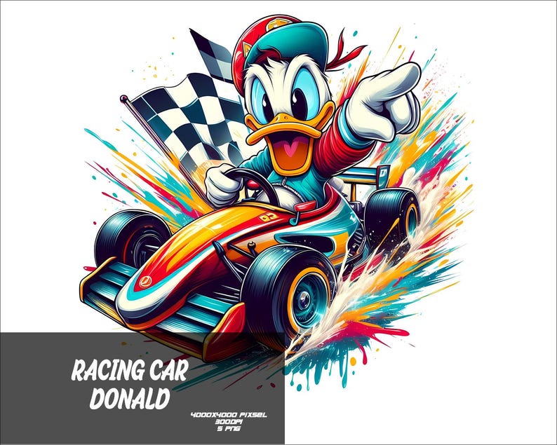 5 PNG Racing Car Donald Png Splash and Watercolor Png Duck Transparent ...