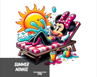 5 PNG Verano Minnie Png Mouse Splash y Acuarela Png Minnie Archivo PNG transparente para sublimación Verano Mouse PNG