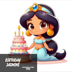 5 PNG Baby Birthday Princess Png Baby Jasmine Splash and Watercolor Png Transparent PNG file for Sublimation