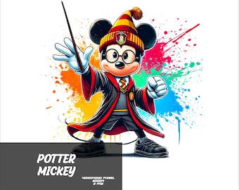 5 PNG Potter Mickey Png Mouse Splash and Watercolor Png Mickey Transparent PNG file for Sublimation Wizard Mickey PNG