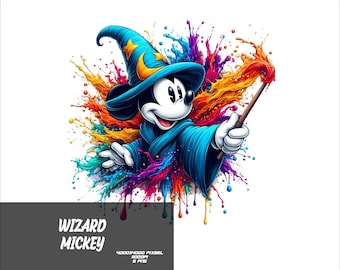 5 PNG Wizard Mickey Png Mouse Splash and Watercolor Png Mickey Transparent PNG file for Sublimation Wizard Mouse PNG