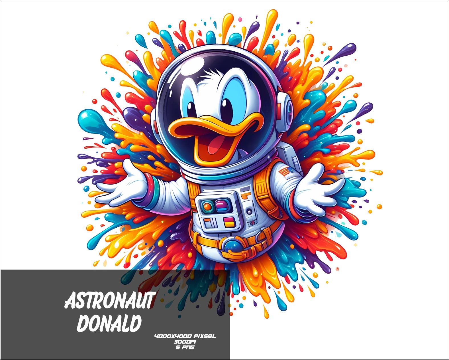 5 PNG Astronaut Donald Png Splash and Watercolor Png Duck
