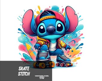 5 PNG Skate Stitch Png  Stitch Splash and Watercolor Png Stitch Transparent PNG file for Sublimation Skate Stitch PNG