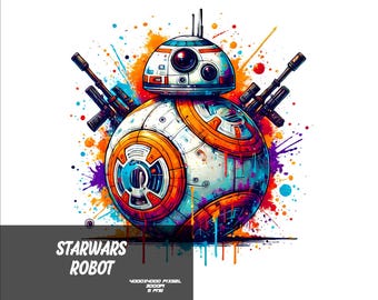5 PNG Starwars BB-8 Robot Png Splash y Acuarela Png Starwars Robot Archivo PNG transparente para sublimación