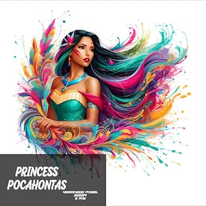 5 PNG  Princess Png Pocahontas Splash and Watercolor Png Transparent PNG file for Sublimation