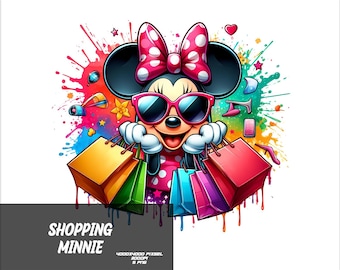 5 PNG Compras Minnie Png Mouse Splash y Acuarela Png Minnie Archivo PNG transparente para Sublimación Compras Mouse PNG