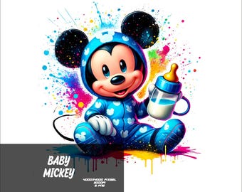 5 PNG Baby Mickey Png Mouse Splash and Watercolor Png Mickey Transparent PNG file for Sublimation Baby Mouse PNG