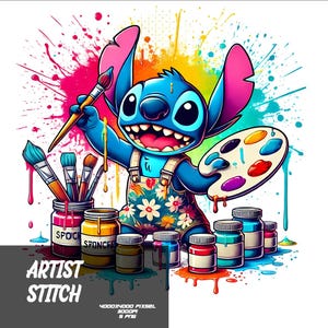 5 PNG Artist Stitch Png  Stitch Splash and Watercolor Png Stitch Transparent PNG file for Sublimation Artist Stitch PNG