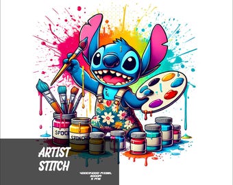 5 PNG Artist Stitch Png  Stitch Splash and Watercolor Png Stitch Transparent PNG file for Sublimation Artist Stitch PNG