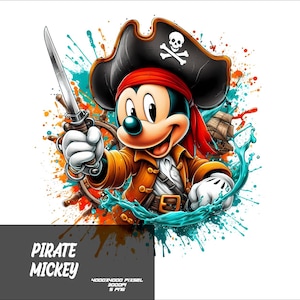 5 PNG Pirate Mickey Png Mouse Splash and Watercolor Png Mickey Transparent PNG file for Sublimation Pirate Mouse PNG