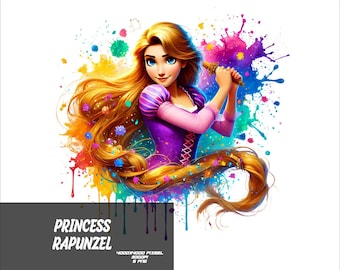 5 PNG  Princess Png Rapunzel Splash and Watercolor Png Transparent PNG file for Sublimation
